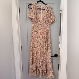 Floral Wrap Dress with Flutter sleeves